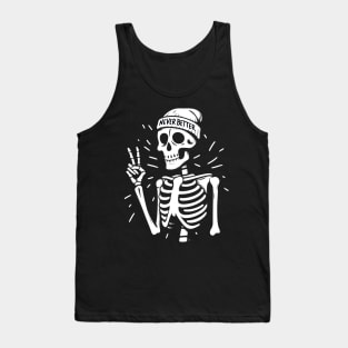 Halloween Never Better Skeleton Peace Sign Tank Top